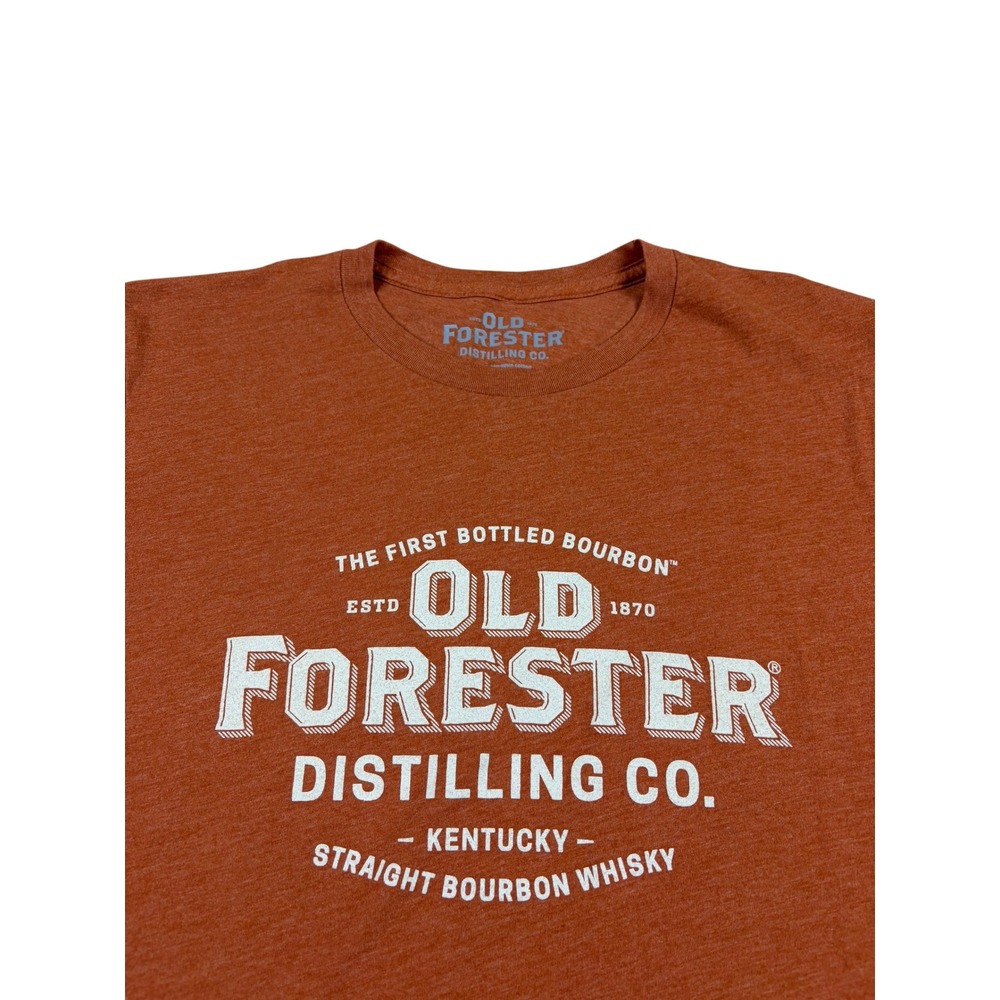 Old Forester Distilling Mens Large Rust Orange Bourbon Whiskey Graphic T-Shirt